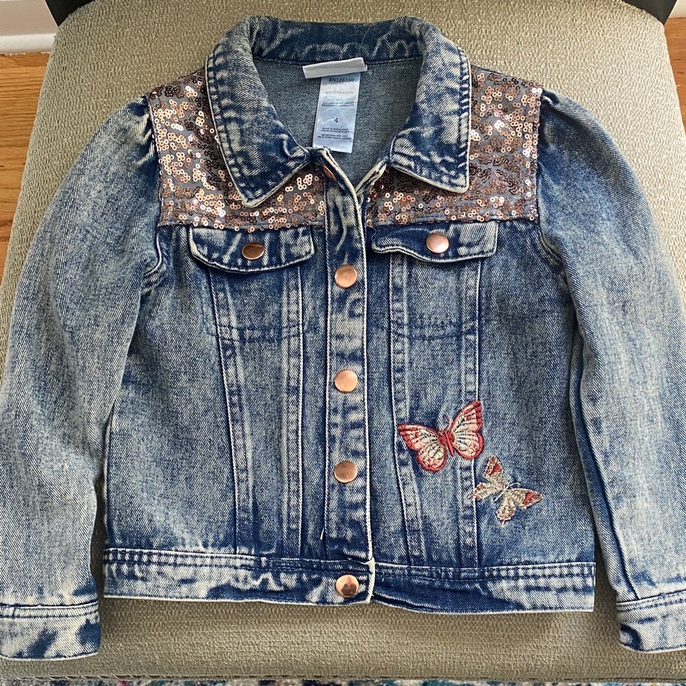 Sequin Denim Jacket Kids size 4